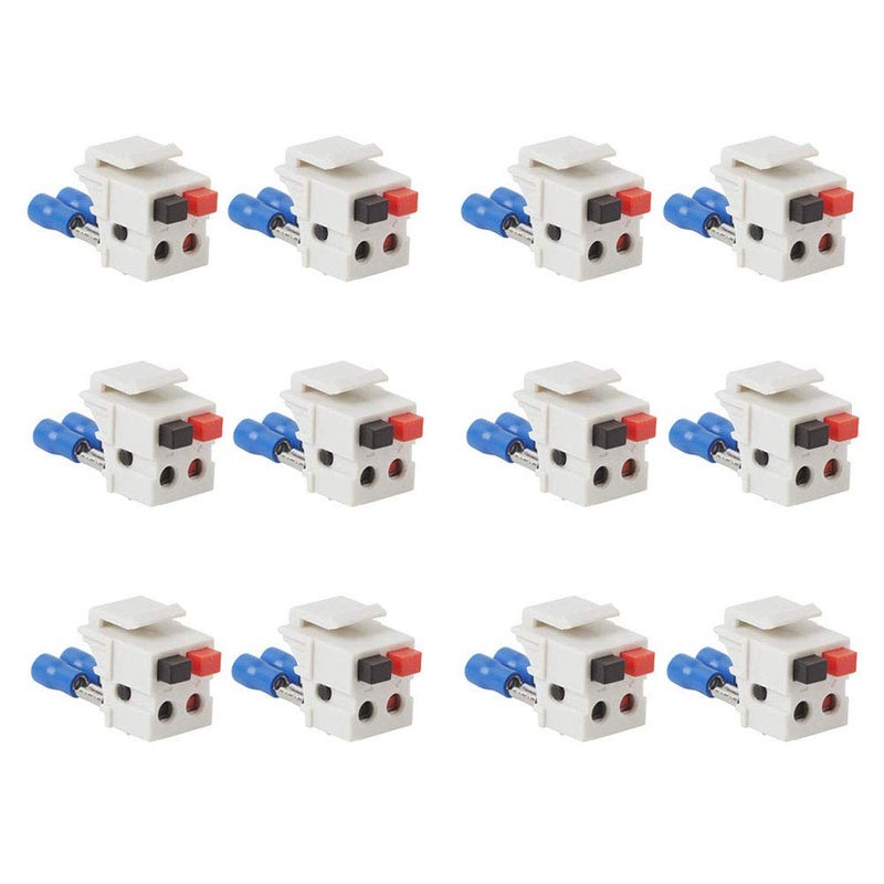 VSEER Speaker Keystone Jack â€“ Spring Loaded Speaker Jack for Keystone Wall Plate, Female to Female, for Home Theater Wall Plates - White (12 Pack) - Image 1